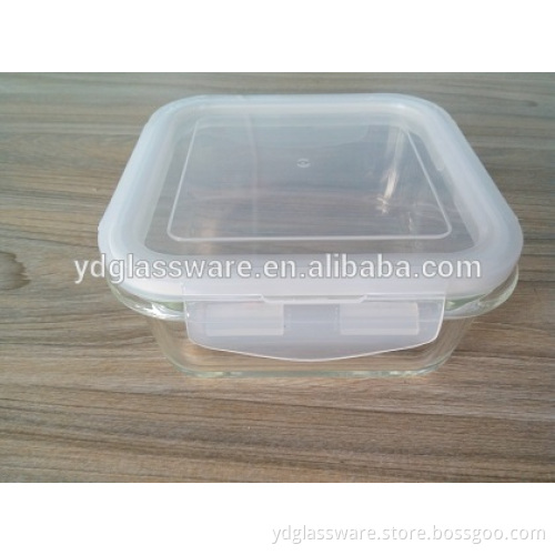 Square shape glass food container with PP lid TW 690ML oven safe glass food container